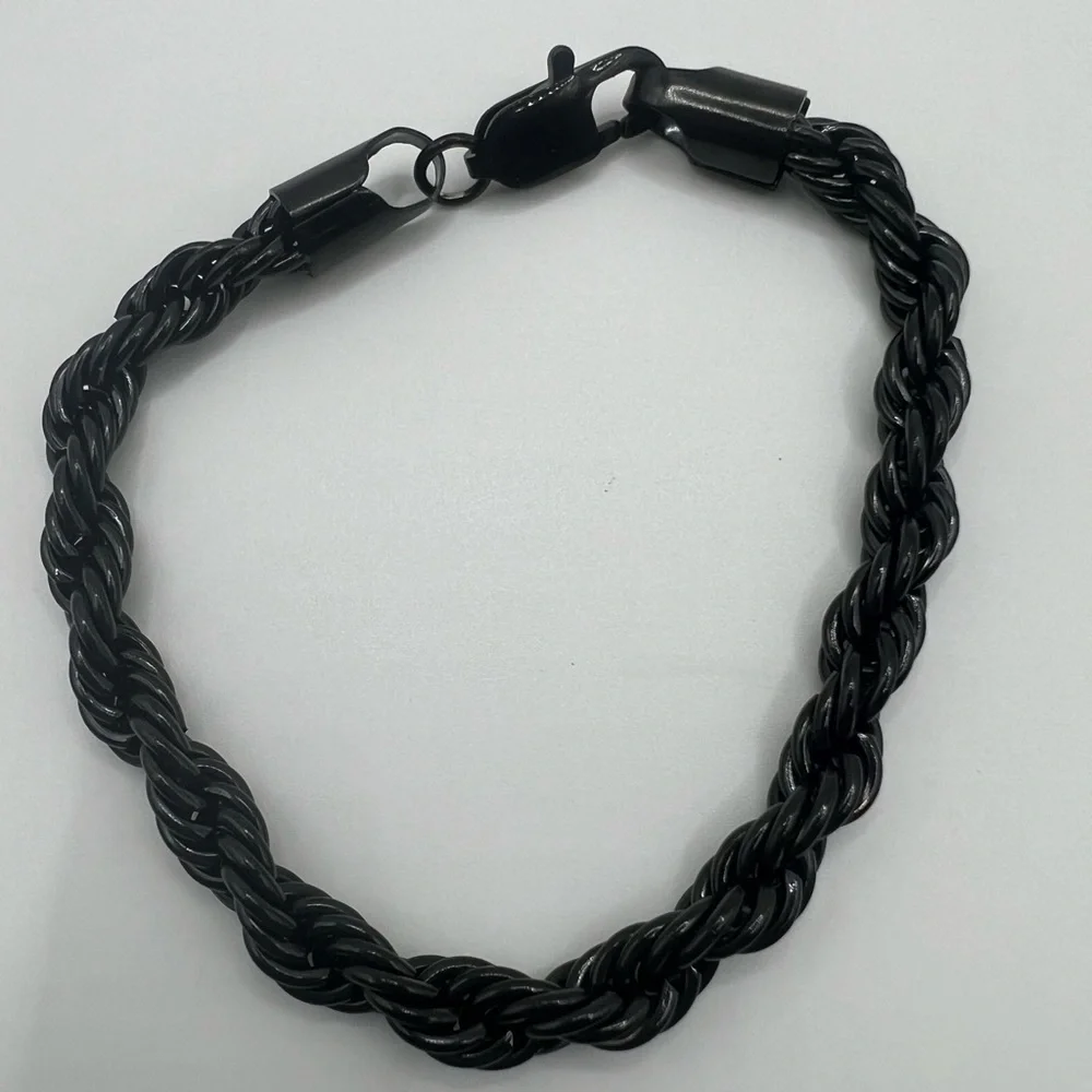 New Black lon-Plated Men'S Bracelets, 304 Stainless Steel Plating Chain